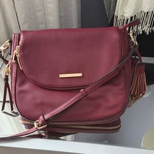 Poppy & Peonies Wine Crossbody Bag